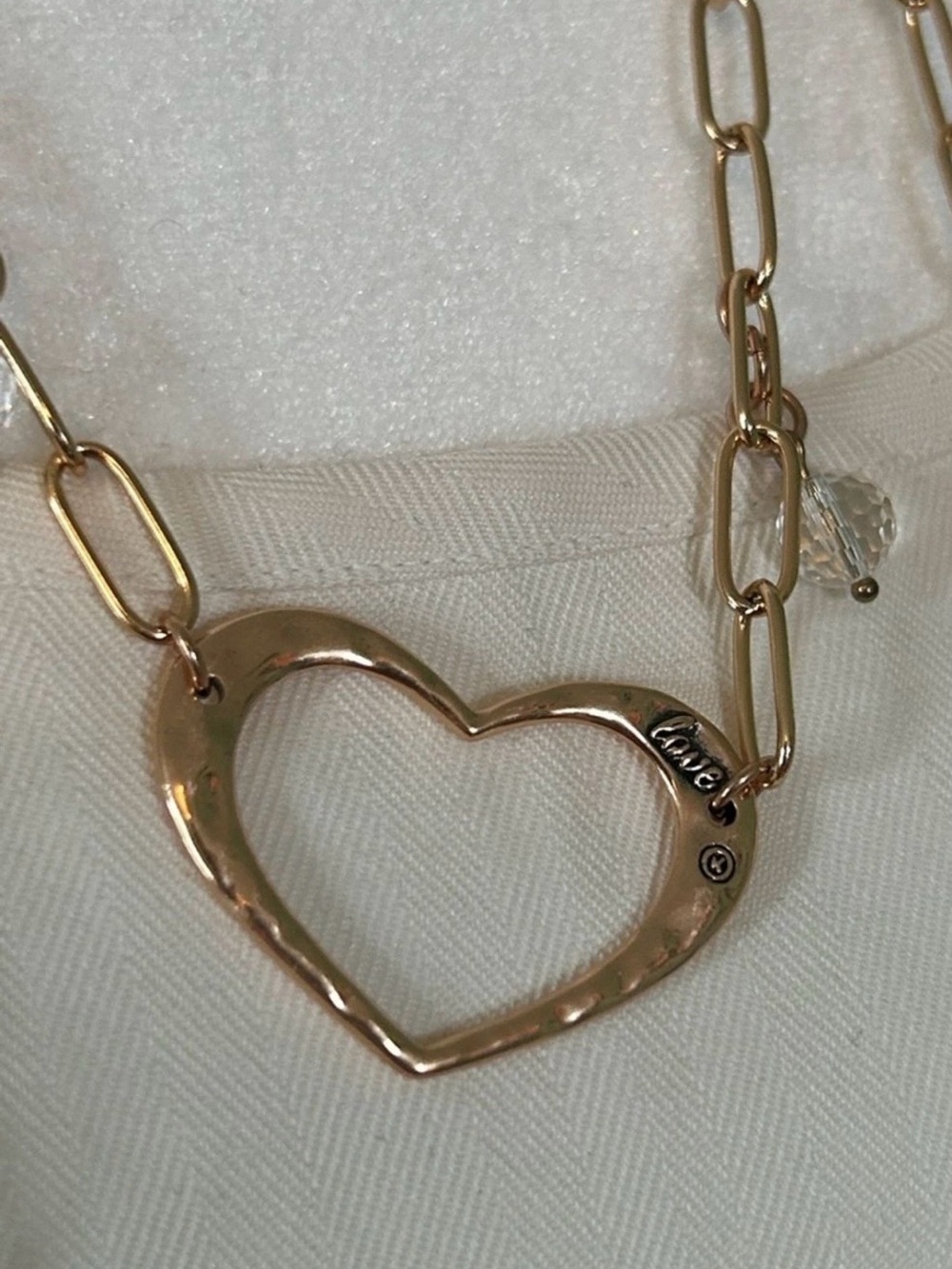 Open Heart Layered Gold Chain Necklace for Women katia Designs paperclip chain - Picture 4 of 6